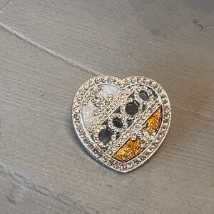 Heart-Shaped Silver and Gold Brooch